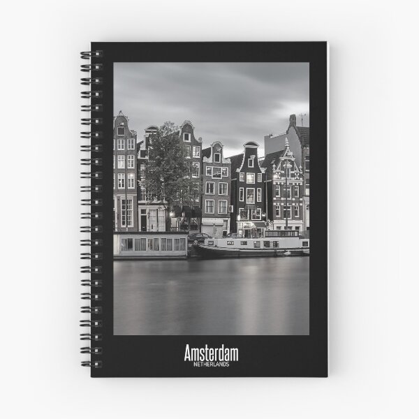 Item preview, Amsterdam Black and White Photo - Netherlands Wanderlust - Houses in Canal designed and sold by SoccaTamam.
