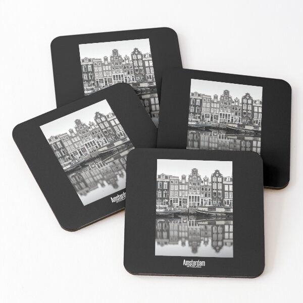 Item preview, Amsterdam Houses Black and White Photo - Netherlands Wanderlust - Dutch Canal designed and sold by SoccaTamam.