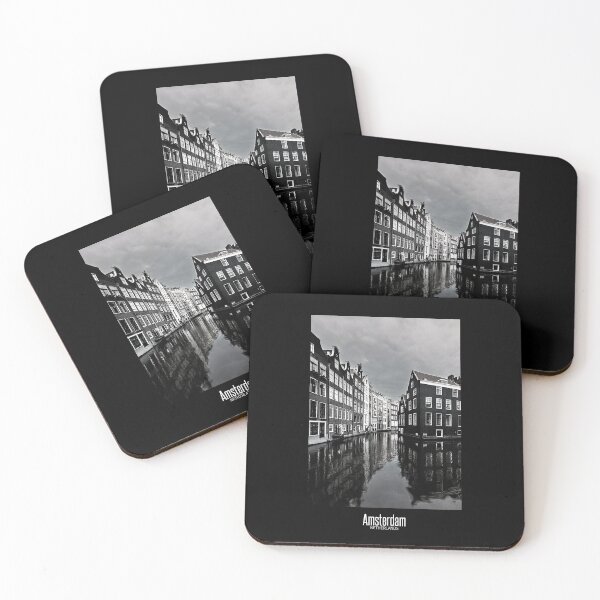 Item preview, Amsterdam Black and White Photo - Netherlands Wanderlust - Dutch Houses in Canal designed and sold by SoccaTamam.