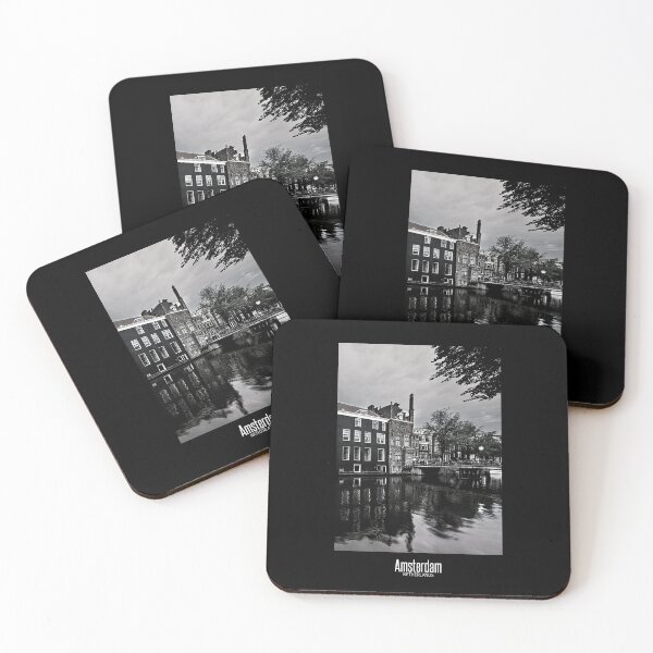 Item preview, Amsterdam Black and White Photo - Netherlands Wanderlust - Dutch Houses in River Canal designed and sold by SoccaTamam.
