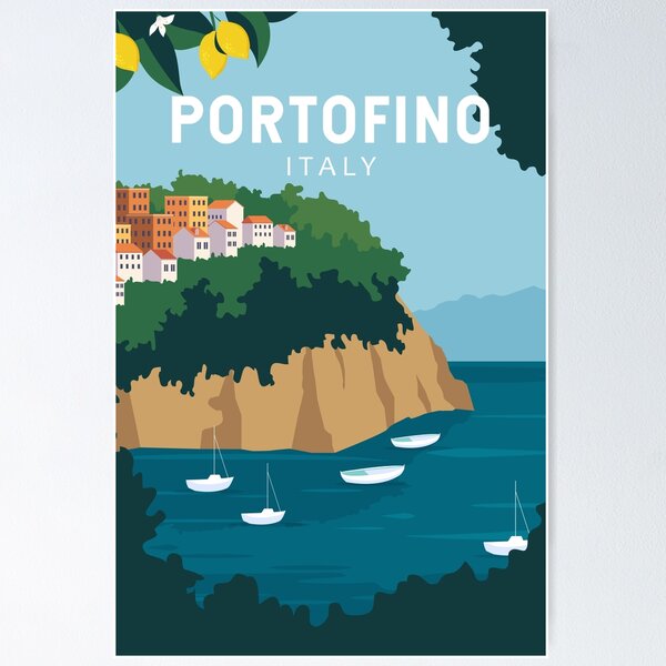 Item preview, Portofino Italy Retro Travel Art Vintage designed and sold by KrisSidDesigns.
