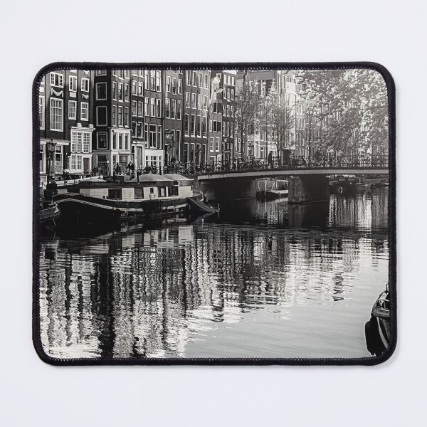 Item preview, Amsterdam Bridge and Canal Black and White Photo - Netherlands Wanderlust designed and sold by SoccaTamam.
