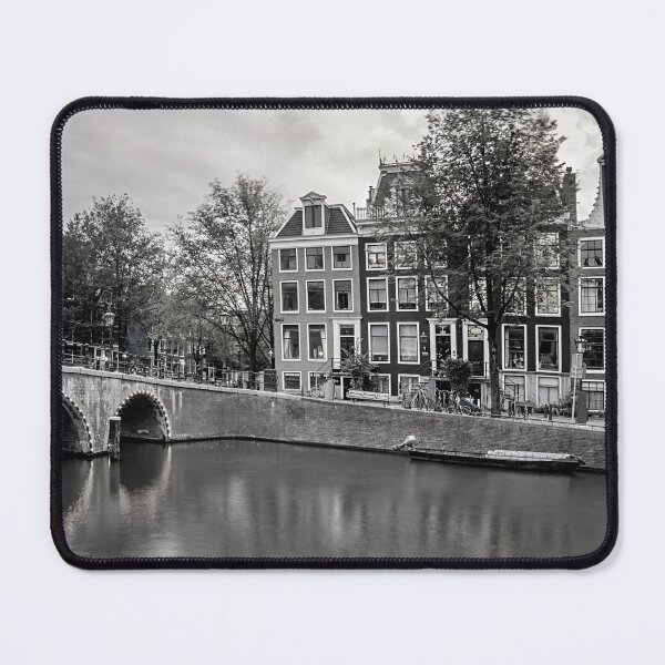 Item preview, Amsterdam Black and White Photo - Netherlands Wanderlust - Dutch Canals and Bridge designed and sold by SoccaTamam.