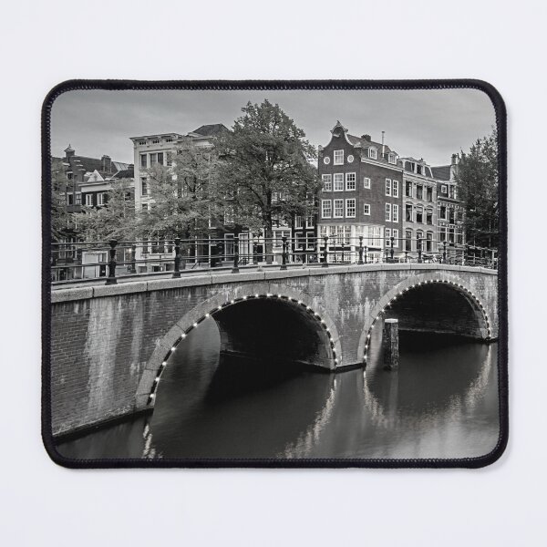 Item preview, Amsterdam Black and White Photo - Netherlands Wanderlust - Dutch Canal and Bridge designed and sold by SoccaTamam.