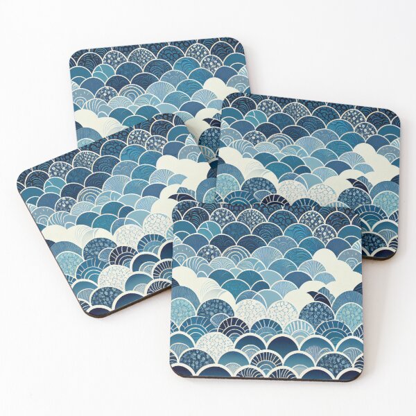 Item preview, Monochromatic Vivid Modern Coastal Pattern Digital Painting designed and sold by CodeAndColors.