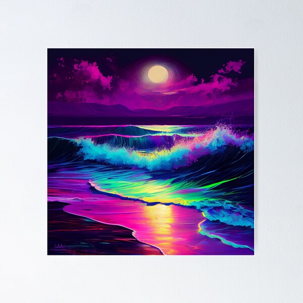 Item preview, Shimmering Fluorescent Beach Scene  designed and sold by mcmtdesigns.