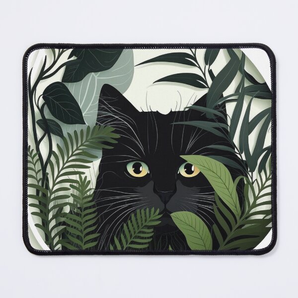 Item preview, Cute Black Cat Hiding In Botanical Garden Aesthetic designed and sold by Qitchup.