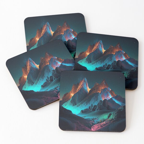 Item preview, Sparkling Neon Mountain Landscape designed and sold by mcmtdesigns.