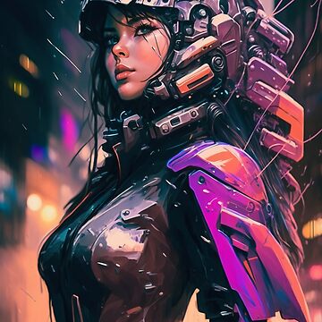 portrait Anime cyberpunk cyborg girl in mechanical