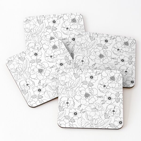 Item preview, Elegant Black White Roses Line art Floral  designed and sold by NdesignTrend.