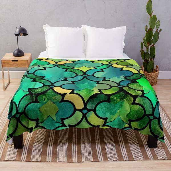 Artikelvorschau, Dynamic Rainbow Green Moroccan Pattern Digital Painting entworfen und verkauft von CodeAndColors.