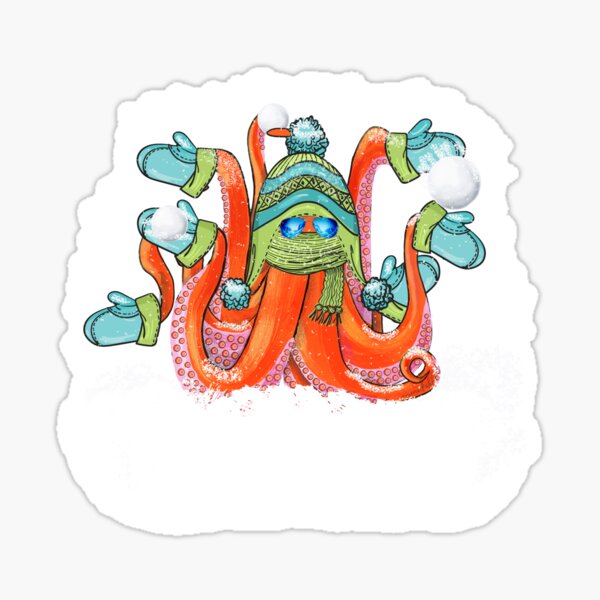 Item preview, Funny Winter Snow Octopus designed and sold by Nina Kohl.