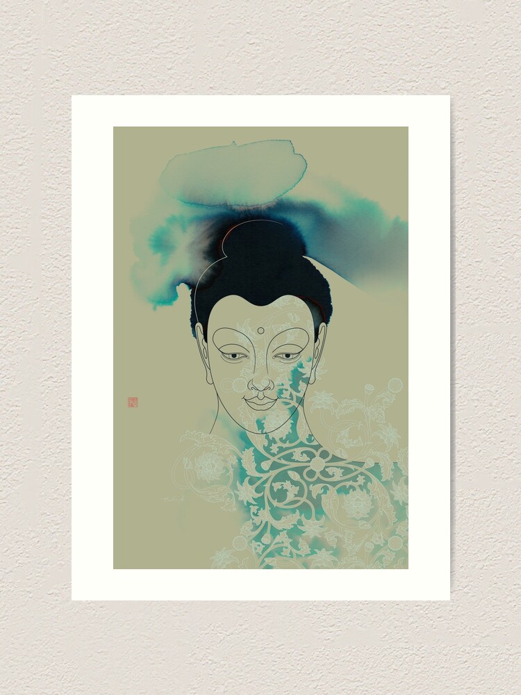 Alternate view of Blue Gautama Buddha Art Print