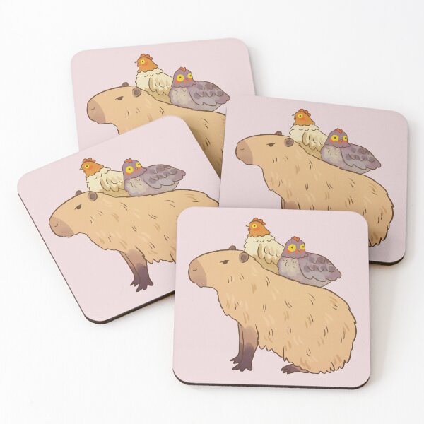 Item preview, Cute Capybara and chickens friends - friendly capybara illustration  designed and sold by Yarafantasyart.