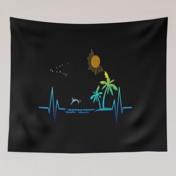 Item preview, Heartbeat with Tropical Palm Trees Beach Island Sunset  designed and sold by nicedesign01.