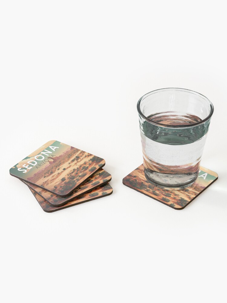 Thumbnail 2 of 5, Coasters (Set of 4), Sedona Arizona Retro Travel Art Vintage designed and sold by KrisSidDesigns.