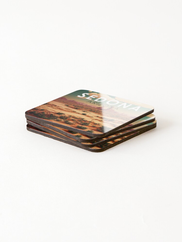 Thumbnail 4 of 5, Coasters (Set of 4), Sedona Arizona Retro Travel Art Vintage designed and sold by KrisSidDesigns.