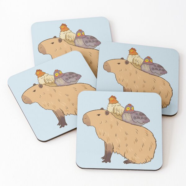 Item preview, Capybara and chickens friends - cute friendly capybara illustration  designed and sold by Yarafantasyart.