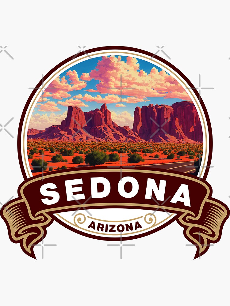 Thumbnail 3 of 3, Sticker, Sedona Arizona Colorful Travel Badge designed and sold by KrisSidDesigns.