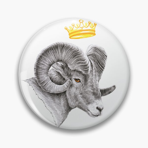 Item preview, Aries Zodiac sign Bighorn Ram with Crown Animal art designed and sold by edrawings38.