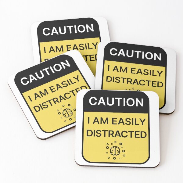 Item preview, Caution, I am easily distracted - ADHD caution sign sticker designed and sold by dreamwish.