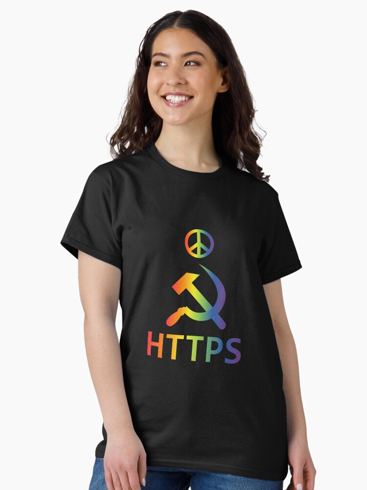 Thumbnail 2 of 7, Classic T-Shirt, Secure Internet - Rainbow Peace designed and sold by 3FreaksWith.
