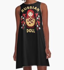 Matryoshka Doll Russian Doll Khokhloma A-Line Dress