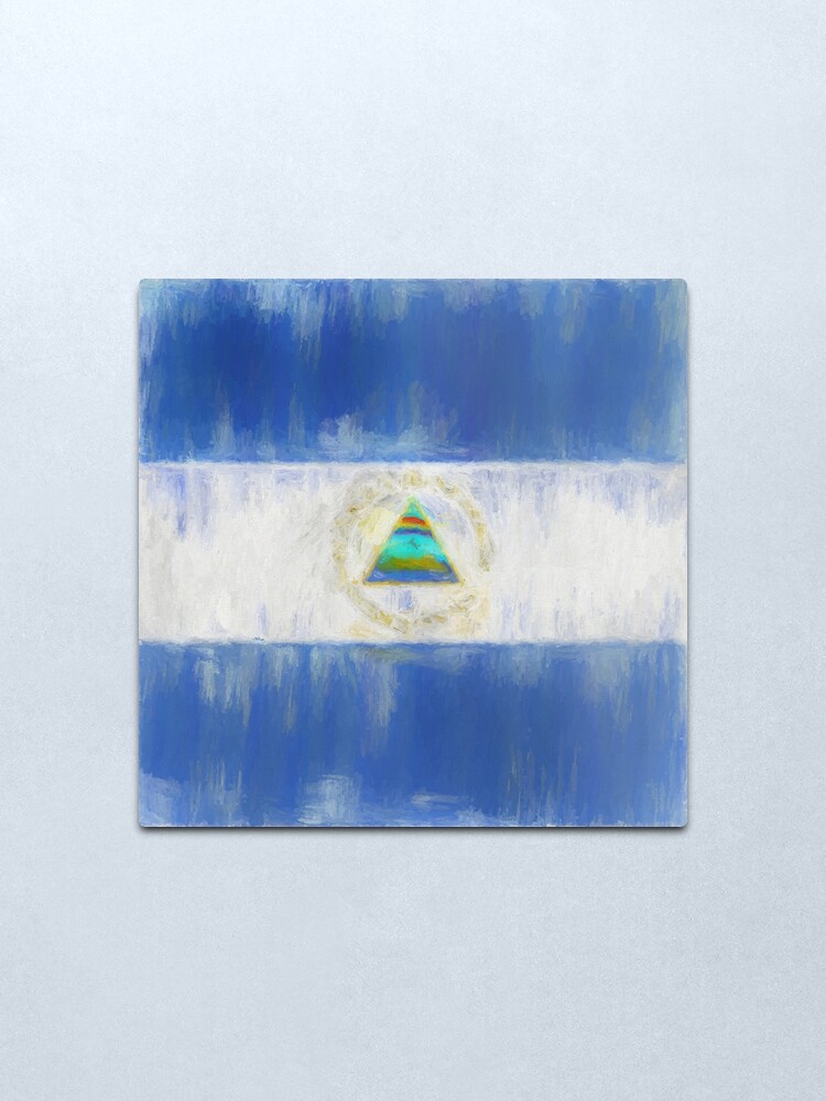 Alternate view of Nicaragua Flag Reworked No. 1, Series 2 Metal Print