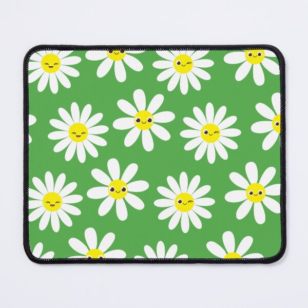 Item preview, Cute Happy Face Daisies in on Retro Green Seamless Pattern designed and sold by ClaudiaFlores.