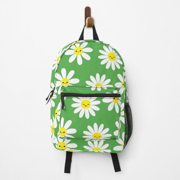 Item preview, Cute Happy Face Daisies in on Retro Green Seamless Pattern  designed and sold by ClaudiaFlores.