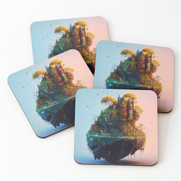 Item preview, Mobile Island ind Pixel Art with green plants and trees and big house designed and sold by ZooOfArt.