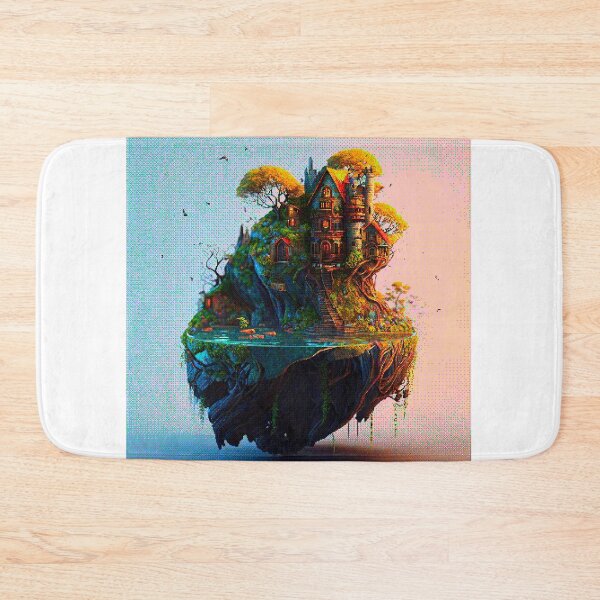Item preview, Mobile Island ind Pixel Art with green plants and trees and big house designed and sold by ZooOfArt.