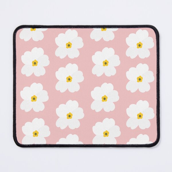 Item preview, White Primrose Pattern on Pink Background designed and sold by Lindsay Marie Patterns.