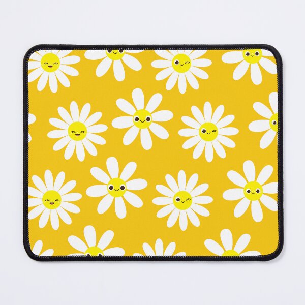 Item preview, Retro Mellow Yellow Happy Face Daisies Seamless Pattern designed and sold by ClaudiaFlores.