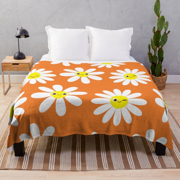 Item preview, Retro Orange Happy Face Daisies Seamless Pattern designed and sold by ClaudiaFlores.