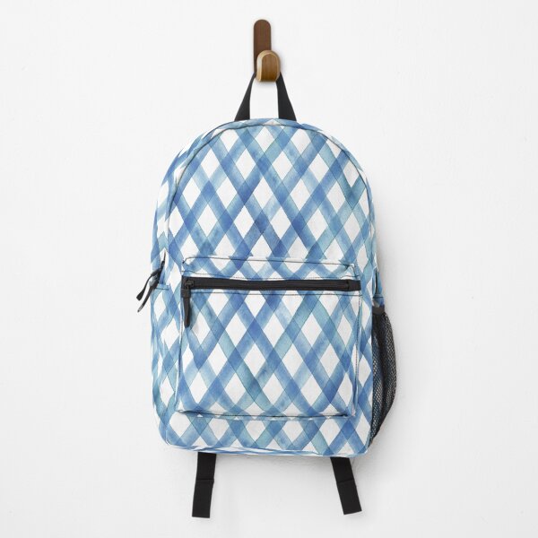 Item preview, Watercolor stripe diagonal plaid seamless pattern.Blue stripes on white background designed and sold by olgersart.