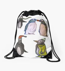 Penguin party Drawstring Bag