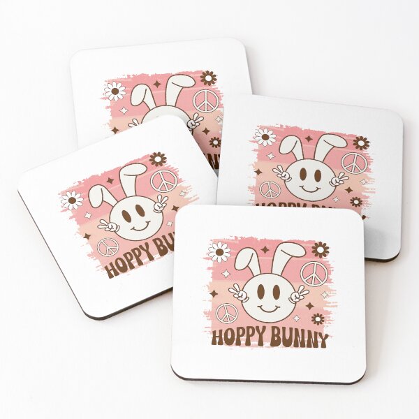 Item preview, Retro Smiley Face Peace Bunny designed and sold by HappyLifeCreate.