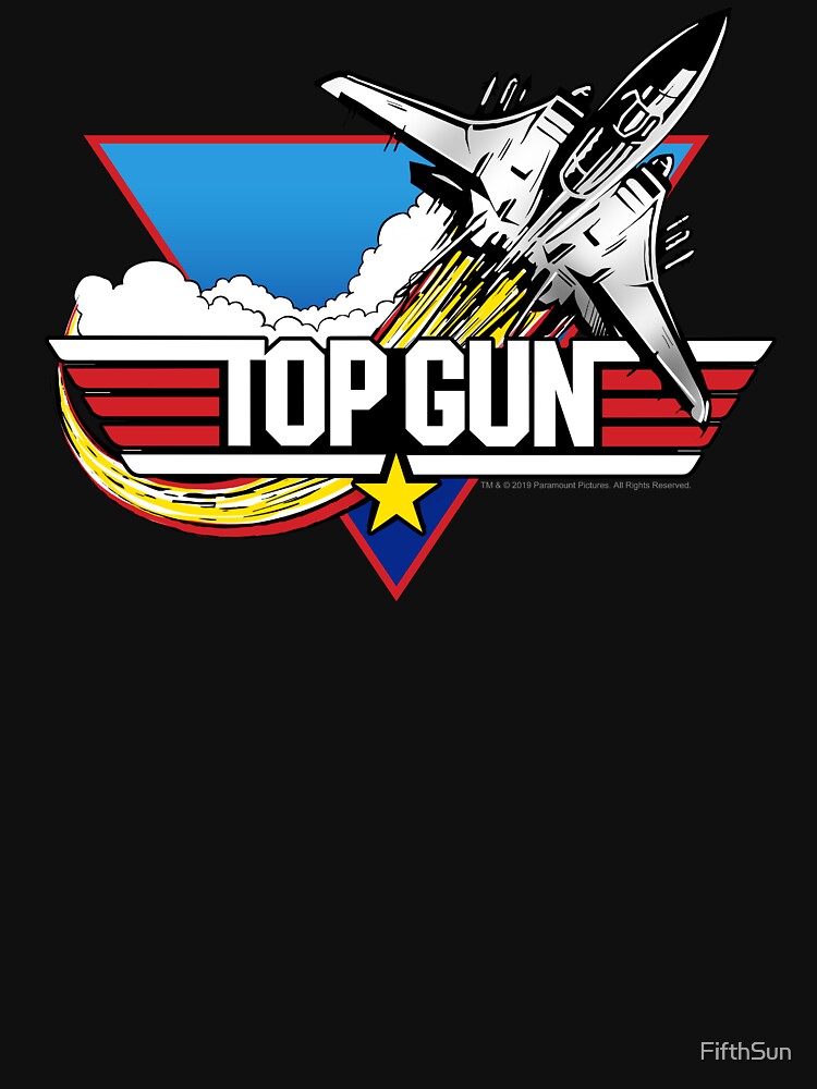 Top Gun Classic Vintage Jet Stars & Stripes Movie Logo Printed T-Shirt