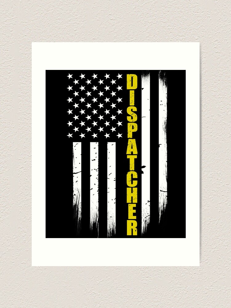 “Dispatcher Thin Gold Line Flag” Art Print for Sale by bluelinegear