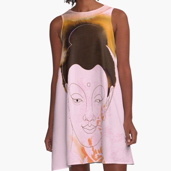 Pink Gautama Buddha A-Line Dress