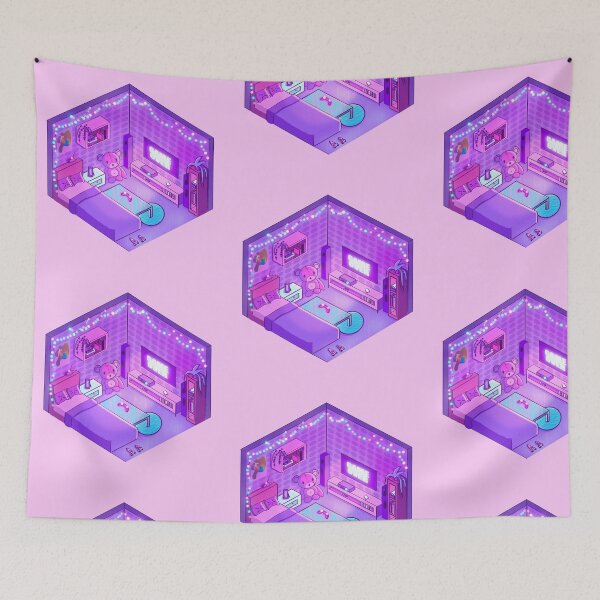 Item preview, Isometric neon gamer room designed and sold by Kroshkacahes.