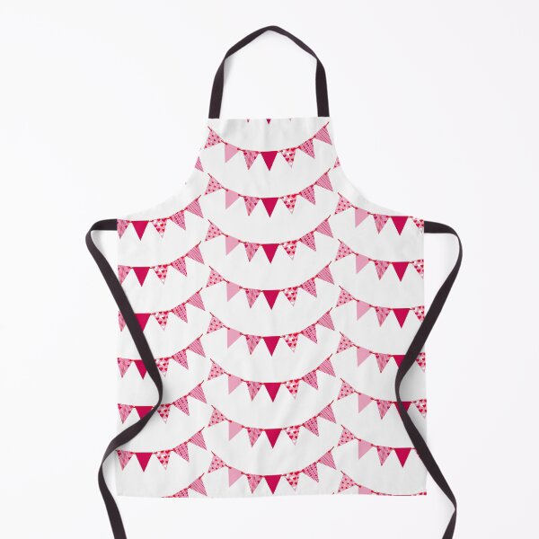 Item preview, Garland with striped and plain triangular flags and hearts on a string. Festive garland with pink flags designed and sold by Mallva.