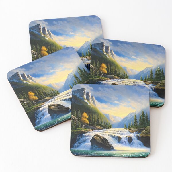 Item preview, Mountain waterfall landscape designed and sold by ElLocoMus.