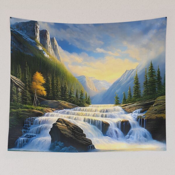 Item preview, Mountain waterfall landscape designed and sold by ElLocoMus.