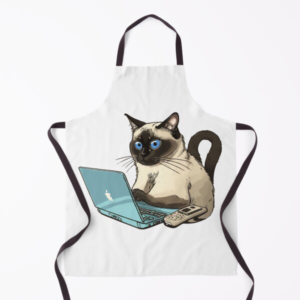 Item preview, A Siamese Cat Working On Laptop designed and sold by quotopia.