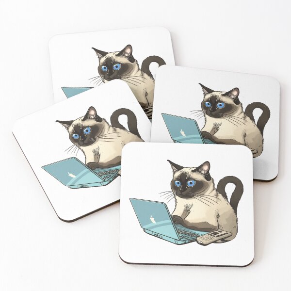 Item preview, A Siamese Cat Working On Laptop  designed and sold by quotopia.