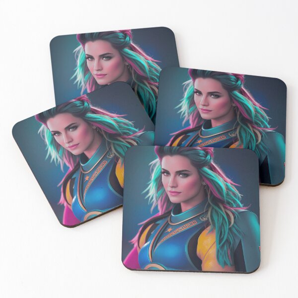 Artikelvorschau, Cyberpunk-Fantasie-Mädchen in der Rüstung, in den blauen und rosa Haaren - Frauen-Sammlung entworfen und verkauft von SpektroDesign.