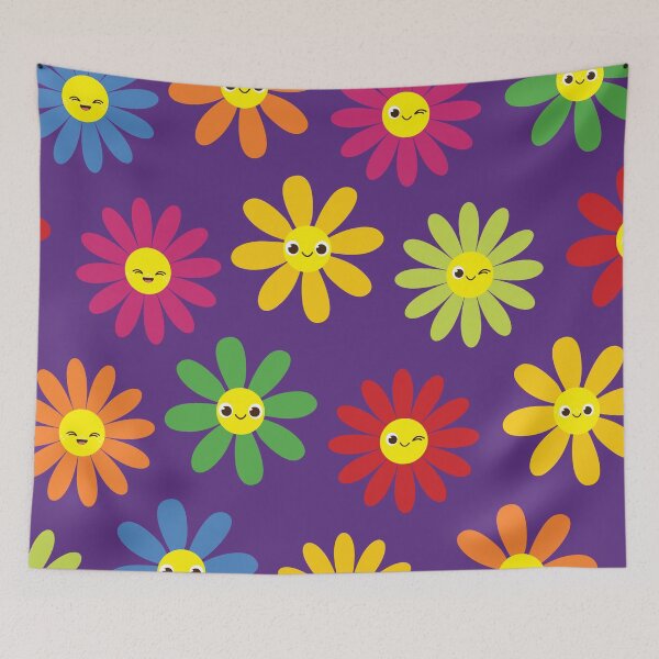 Item preview, Multi Color Happy Face Daisies Blooms Seamless Pattern  designed and sold by ClaudiaFlores.