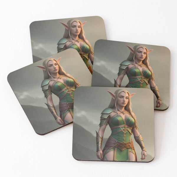 Item preview, Beautiful Elf Girl Blonde Hair Green Dress Natural Background - Fantasy Collection designed and sold by SpektroDesign.